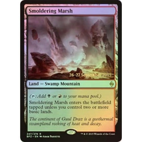Smoldering Marsh (Battle for Zendikar Prerelease foil)