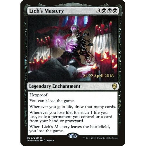 Lich's Mastery (Dominaria Prerelease foil)