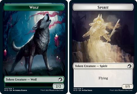 Innistrad: Midnight Hunt Commander - Spirit / Wolf Token