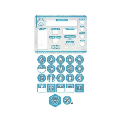 Dungeons & Dragons 5th Edition: Paladin Token Set (Player Board & 27 tokens)