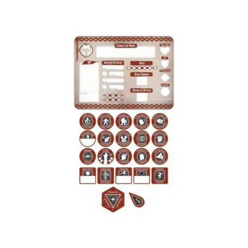 Dungeons & Dragons 5th Edition: Barbarian Token Set (Player Board & 22 tokens)