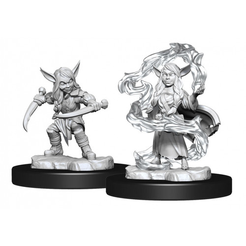 Critical Role Unpainted Miniatures - Goblin Female Sorcerer and Rogue (90388)