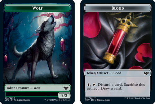 Innistrad: Crimson Vow - Wolf (#14) // Blood Token (foil)