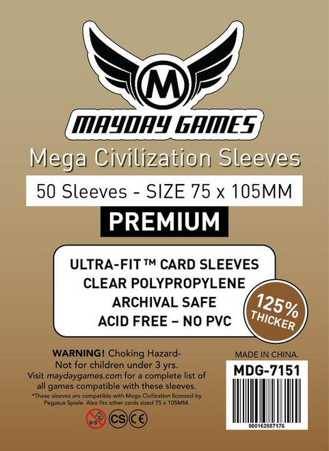 Premium Card Sleeves - Mega Civilization Sleeves 75mm x 105mm (50 Sleeves)