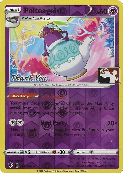 Darkness Ablaze 083/189 Polteageist (League Promo Thank You Stamp)