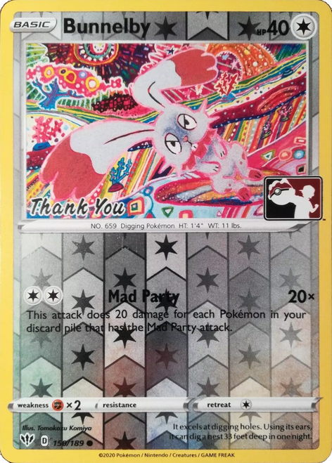 Darkness Ablaze 150/189 Bunnelby (League Promo Thank You Stamp)
