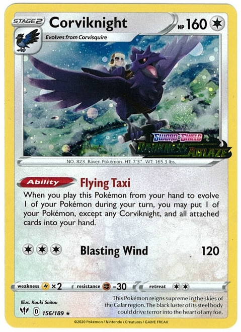 Darkness Ablaze 156/189 Corviknight (Cosmo Holo Set Stamp)