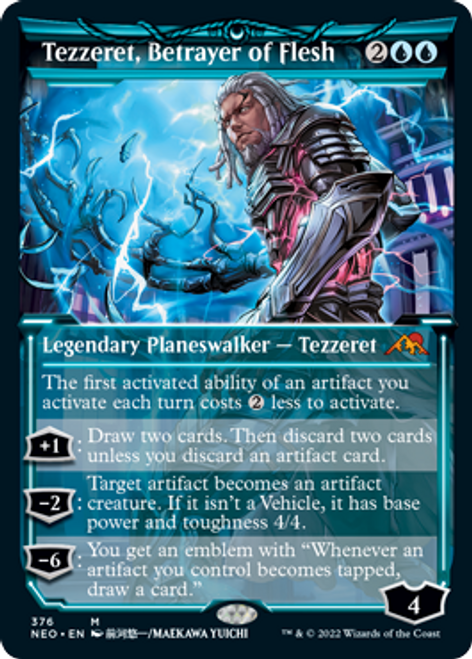 Tezzeret, Betrayer of Flesh (Soft Glow Frame) (foil) | Kamigawa: Neon Dynasty