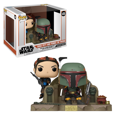 POP! Star Wars: The Mandalorian #486 Boba Fett and Fennec Shand on Throne (Television Moments)