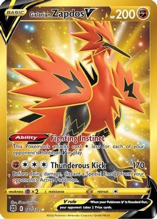 Brilliant Stars 182/172 Galarian Zapdos V (Secret Rare)