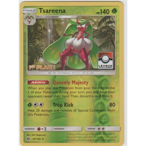 Sun and Moon (Base Set) 20/149 Tsareena (League Promo 2nd Place)