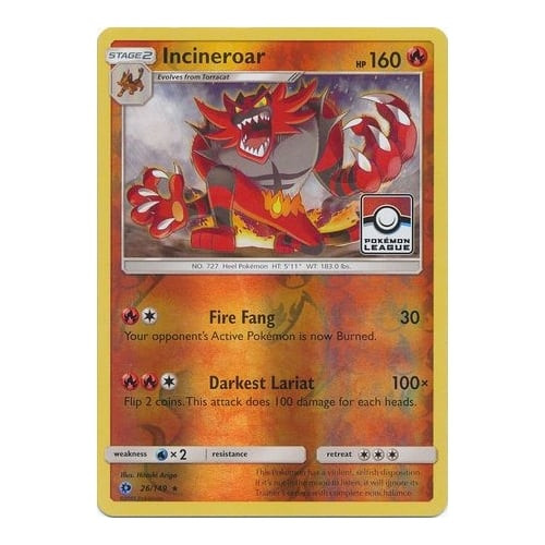 Sun and Moon (Base Set) 26/149 Incineroar (League Promo)