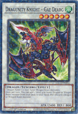 HAC1-EN163 Dragunity Knight - Gae Dearg (Duel Terminal Normal Parallel Rare)
