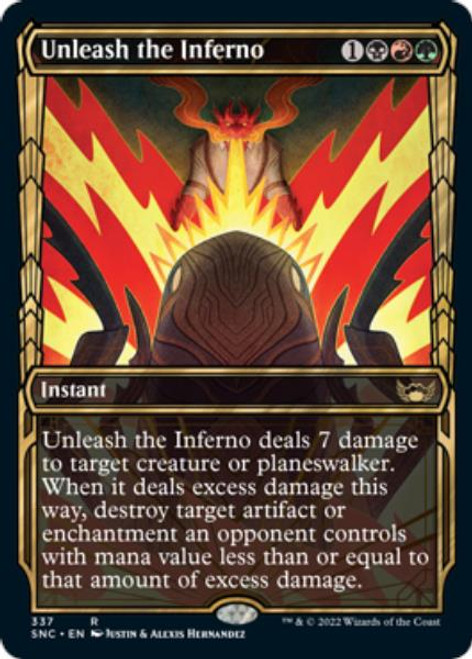 Unleash the Inferno (Golden Age Frame) (foil) | Streets of New Capenna