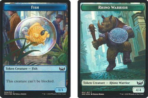 Streets of New Capenna - Fish / Rhino Warrior Token (foil)