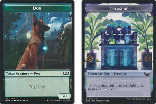 Streets of New Capenna - Dog / Treasure (#16) Token (foil) | Streets of New Capenna