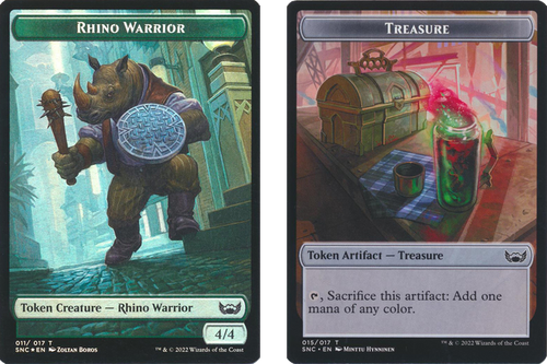 Streets of New Capenna - Rhino Warrior / Treasure (#15) Token (foil)