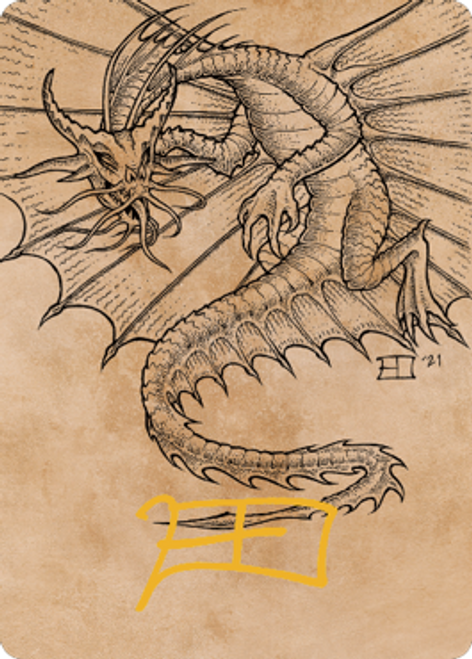 Ancient Gold Dragon Art Card (#44) (Gold Signature) | Commander Legends: Battle for Baldur's Gate