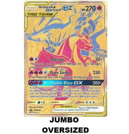 JUMBO Sun & Moon SM247 Reshiram & Charizard  GX (Tag Team)
