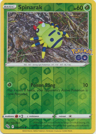 Pokemon GO 006/078 Spinarak (Reverse Holo)