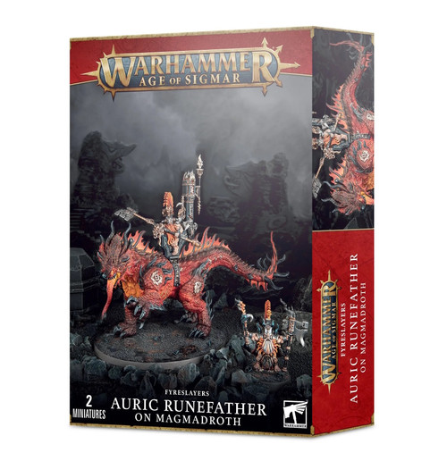 Warhammer Age of Sigmar - Fyreslayers: Auric Runefather on Magmadroth