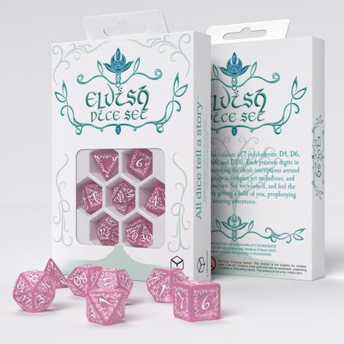 Elvish - Dice Set: Shimmering Pink & White