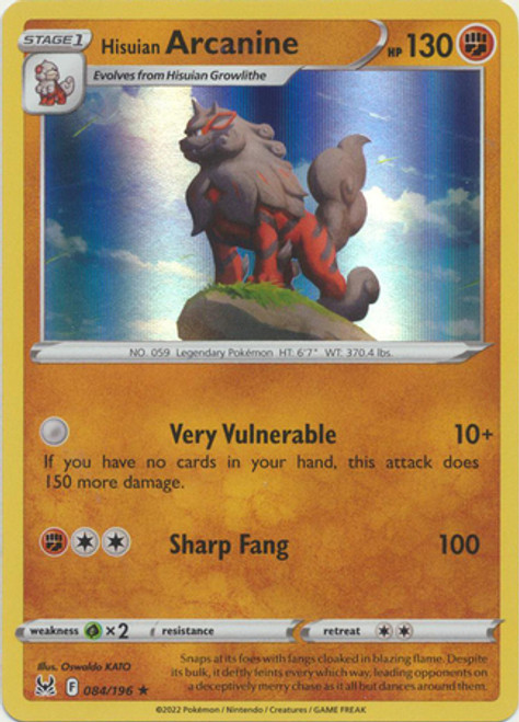 SWSH Lost Origin 084/196 Hisuian Arcanine (Holo)