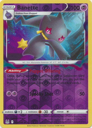 SWSH Lost Origin 073/196 Banette (Reverse Holo)