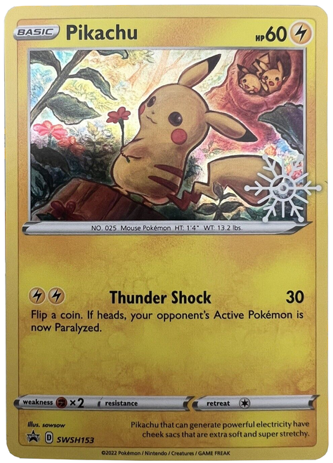 Sword & Shield Promo SWSH153 Pikachu (Cosmo Holo w/ Snowflake Stamp)