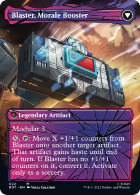 Blaster, Combat DJ // Blaster, Morale Booster (Shattered Glass Frame foil)