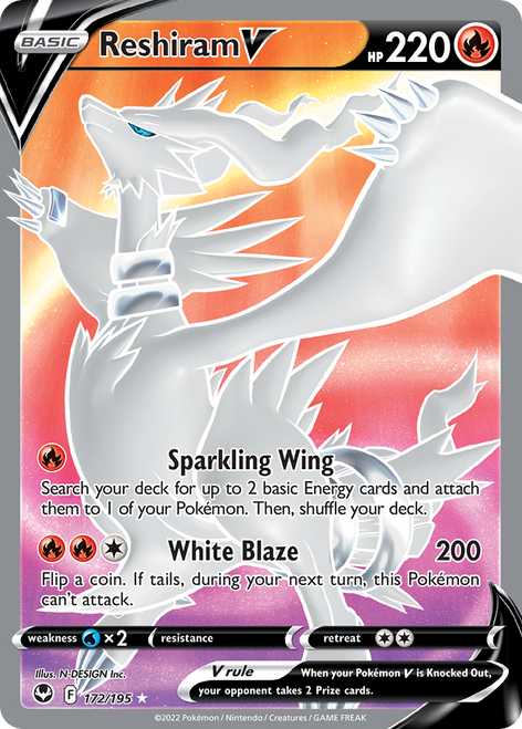 Reshiram V #24/195 Silver Tempest Pokemon Ultra Rare Holo Card