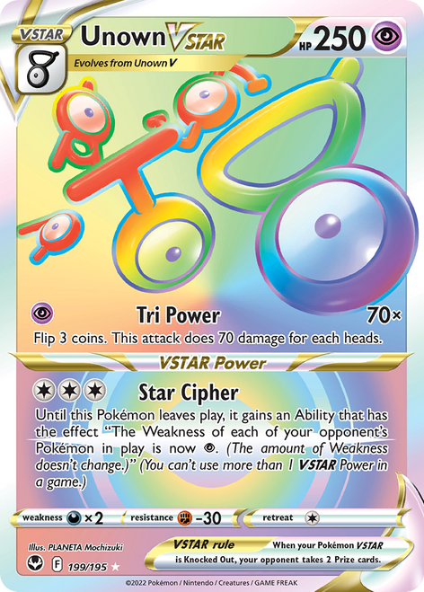 SWSH Silver Tempest 199/195 Unown VSTAR (Rainbow Rare)