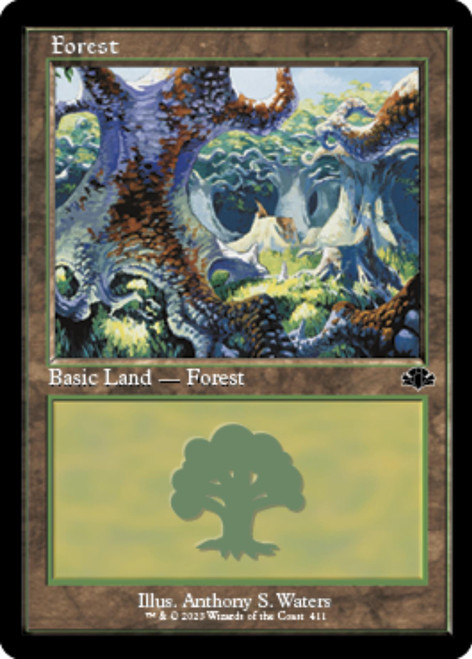 Forest #411 (Retro Frame foil) | Dominaria Remastered