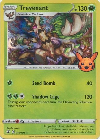 Rebel Clash 015/192 Trevenant (Pikachu Pumpkin Holo Stamp)