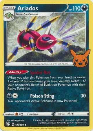Darkness Ablaze 103/189 Ariados (Pikachu Pumpkin Stamp)