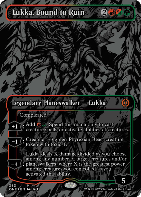 Lukka, Bound to Ruin (Oil Slick Raised foil) | Phyrexia: All Will Be One