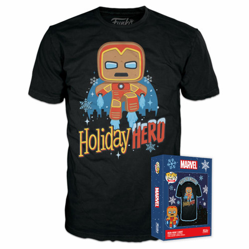 POP! Tees: Marvel Holiday - Gingerbread Iron Man Holiday Hero Boxed T-Shirt