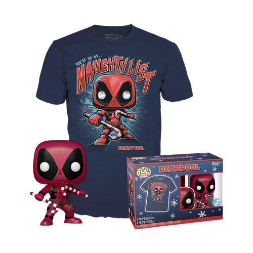 POP! & Tee: Marvel - Deadpool (With Candy Canes) (Metallic) & T-Shirt set