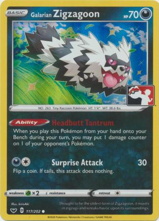 Sword & Shield (Base) 117/202 Galarian Zigzagoon (Prize Pack League Promo Holo)