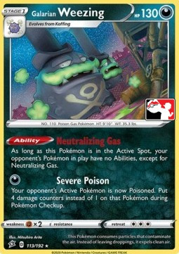 Rebel Clash 113/192 Galarian Weezing (Prize Pack League Promo Non-Holo)