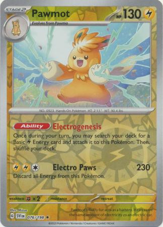Scarlet & Violet (Base Set) 076/198 Pawmot (Reverse Holo)