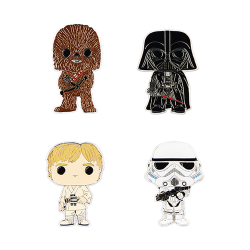POP! Pin: Star Wars - Chewbacca, Darth Vader, Luke Skywalker & Stormtroopers 4-pack Set