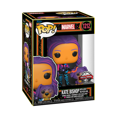 POP! Marvel - Black Light #1212 Kate Bishop with Lucky the Pizza Dog