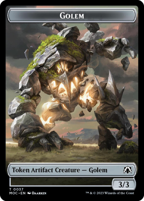March of the Machine Commander Clue Token // Golem Token