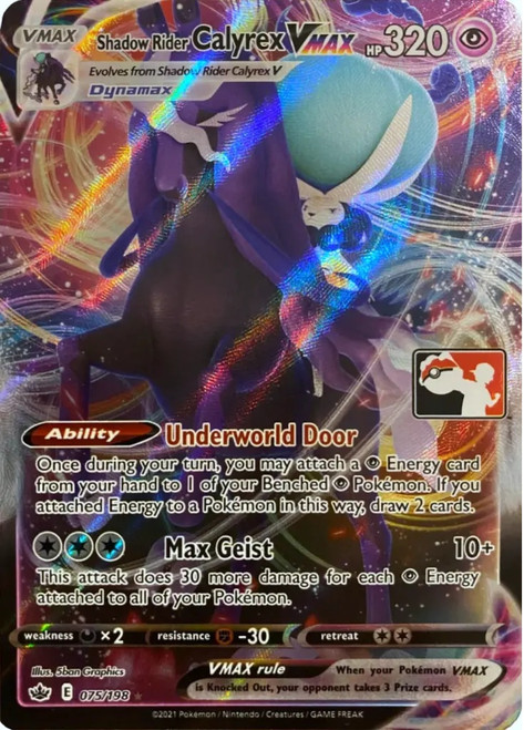 Chilling Reign 075/198 Shadow Rider Calyrex VMAX (Prize Pack League Promo)