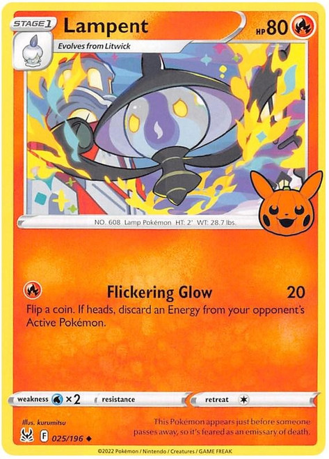 SWSH Lost Origin 025/196 Lampent (Pikachu Pumpkin Stamp)