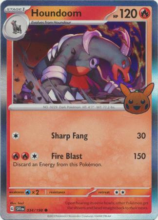 Scarlet & Violet (Base Set) 034/198 Houndoom (Pikachu Pumpkin Holo Stamp)