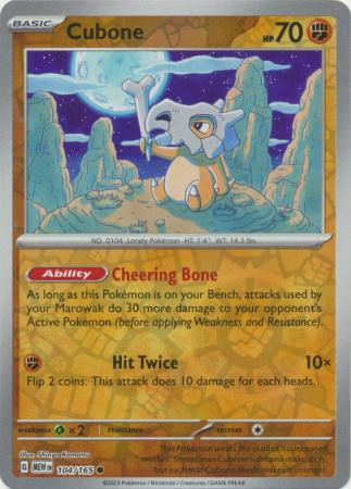 Scarlet & Violet 151 104/165 Cubone (Reverse Holo)