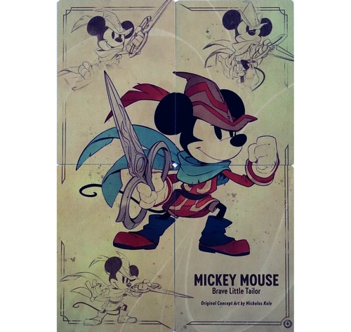 Complete Set of 4 Mickey Mouse Brave Little Tailor Art Cards