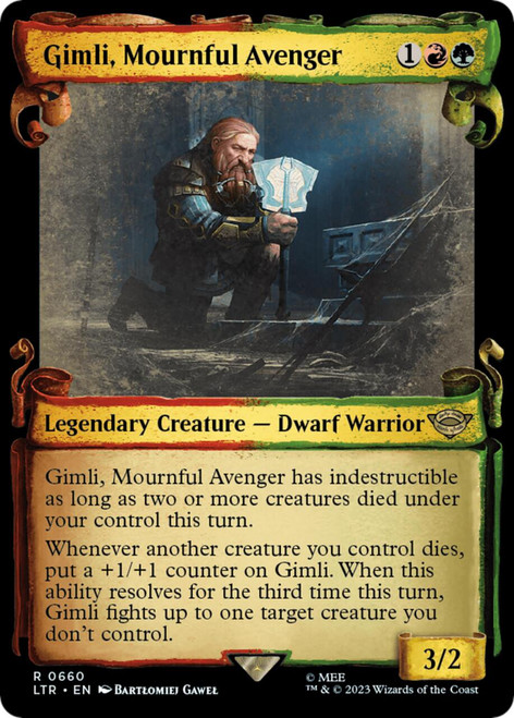 Gimli, Mournful Avenger (Showcase Scroll) (Silver Foil)